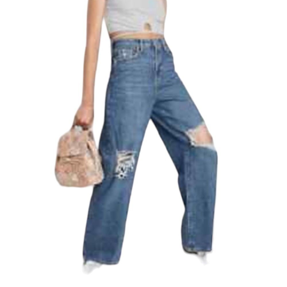 Classic Blue Distressed Women's Jeans